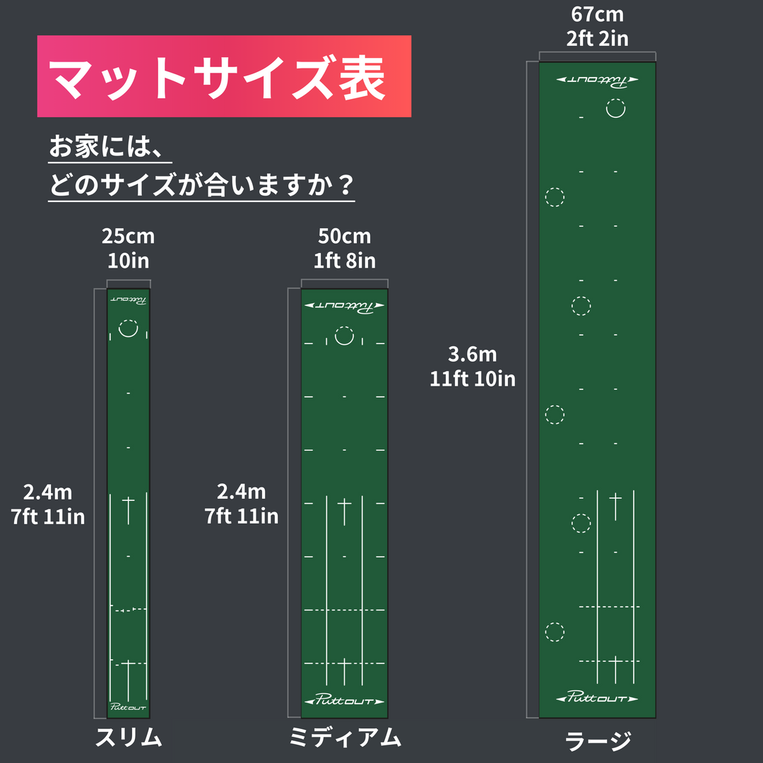 スリムパターマット【おしゃれなパターマットでパター練習の質が スリムパターマット【おしゃれなパターマットでパター練習の質が